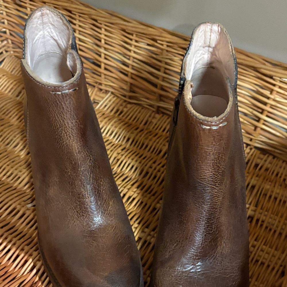 Bed Stu Distressed Brown Ankle Booties